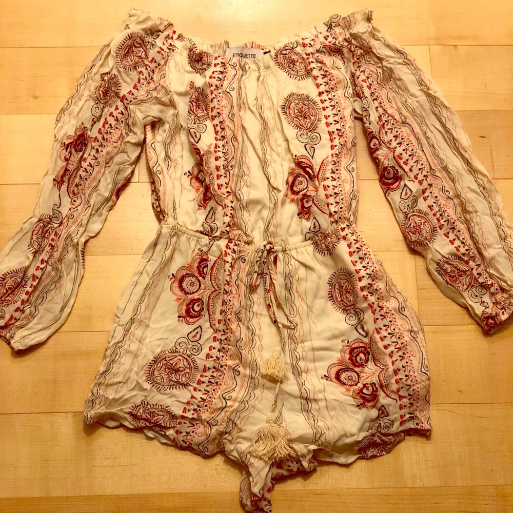 Paisley Print Off-Shoulder Romper
